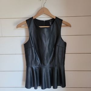 Faux leather Peplum Top